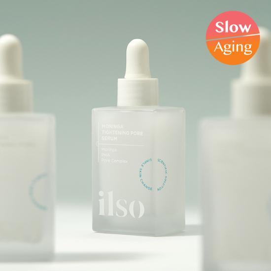 Ilso Moringa Tightening Pore Serum 30ml - K-Beauty skincare essence designed to minimize pores and enhance skin texture.