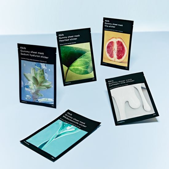 Abib Gum-Dakji Sheet Mask Sticker featuring Houttuynia Cordata for hydration, enriched with Madecassoside, Collagen Milk, and Vitamin, with a Mugwort Leaf design - K-Beauty skincare product.