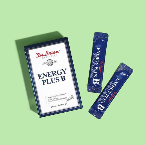 Alt text: Dr. Brian Energy Plus B supplement - 30 sachets for a 30-day supply, designed to boost energy levels.