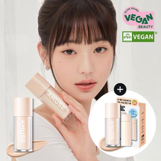 Amuse Duo Wear Foundation Limited Edition in shade 01 Pure, featuring main product and refill, perfect for a flawless complexion.