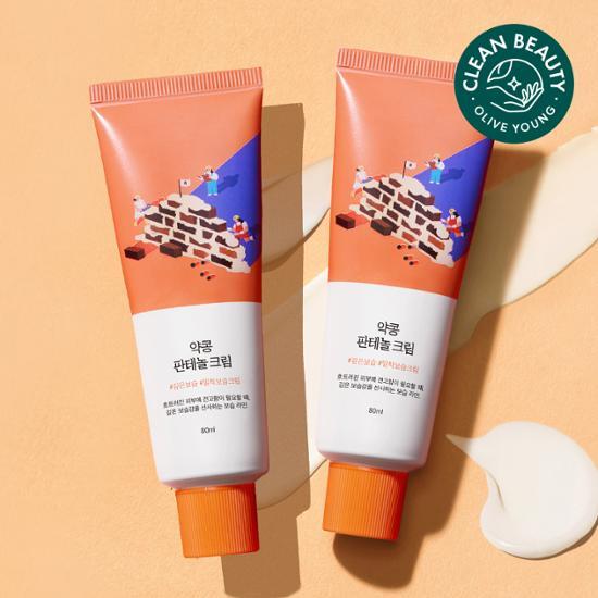 Round Lab Yak Kong Panthenol Cream 80ml 1+1 Set - K-Beauty moisturizer for skincare, featuring nourishing ingredients.