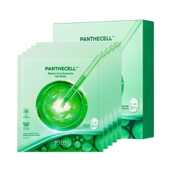 Biohealbo Pantesel Repair Cica Ampoule Gel Mask Set - 5 Sheets for skincare, featuring K-Beauty ingredients for soothing and repairing the skin.