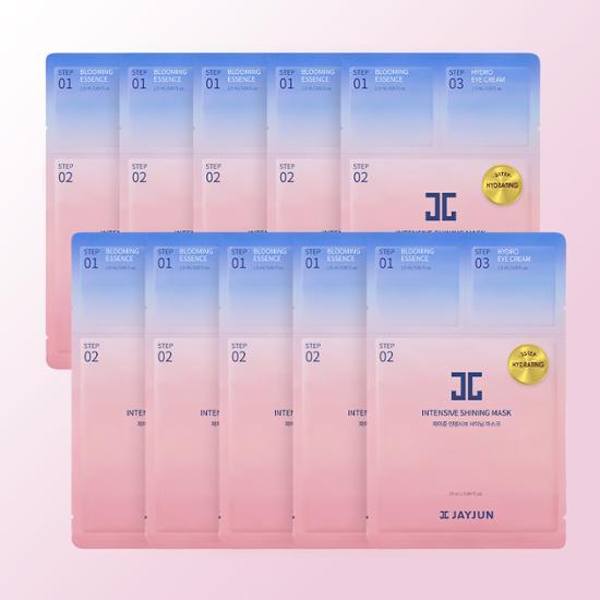 JAYJUN Intensive Shining Nutrient-Boosting Mask - 10 Sheets, K-Beauty skincare product for enhanced radiance and nourishment.