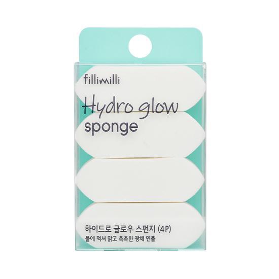 Four-pack of Pillimilli Hydro Glow Sponges, essential beauty tools for flawless makeup application, featuring K-Beauty design.
