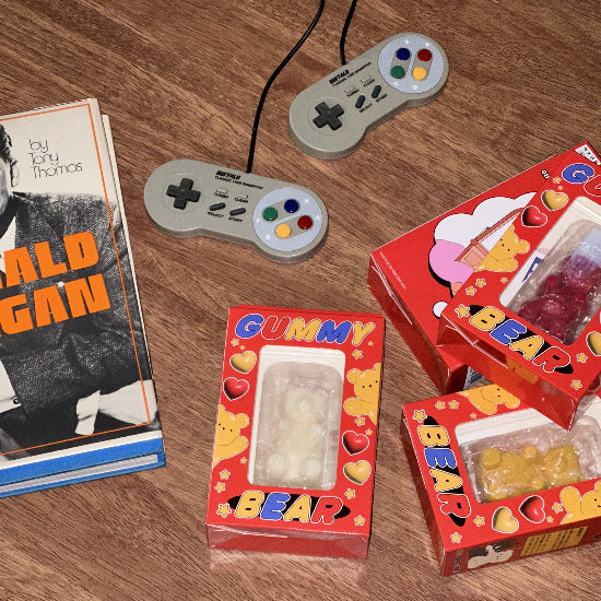 Alt text: OZETI Gummy Bear Candle 45g in four delightful varieties, perfect for adding a fruity fragrance to your space, part of the K-Beauty personal care collection.