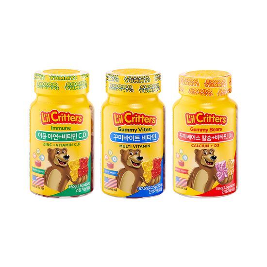 Alt text: Lil' Critters Gummy Vites - Kumi Calcium + Vitamin D, 30-Day Supply, fun gummy vitamins for kids