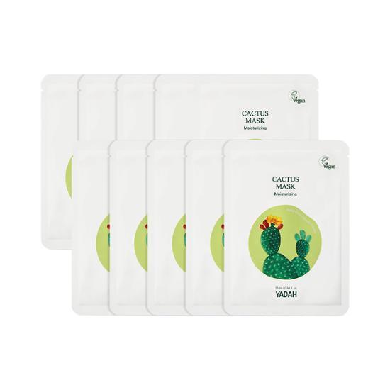Alt text: Yada Daily Green Mask Cactus - 10 Sheets, K-Beauty skincare mask for hydration and rejuvenation.