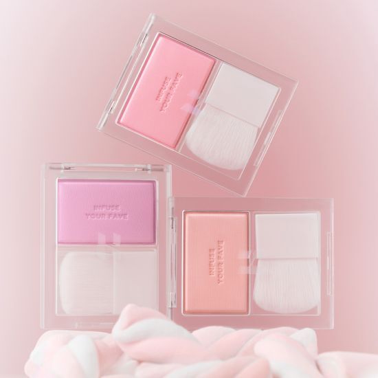 Holika Holika My Fave Infusing Blush in shade 03 Sophie, featuring a soft pink hue for a natural flush.