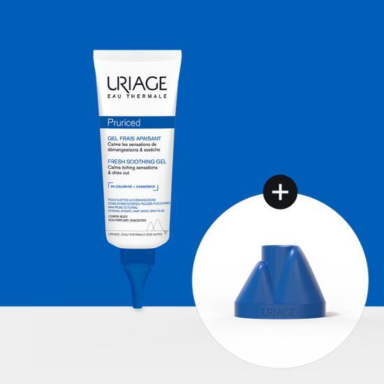 Uriage Purulysed Calamine Gel Cream 100ml set with free stand, perfect for skincare and moisturization, showcasing K-Beauty essentials.