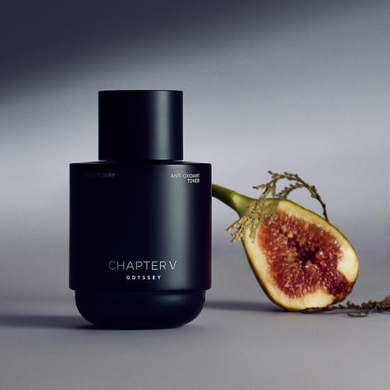 Odyssey Chapter Five Antioxidant Sanctuary Toner 140ml bottle, a K-Beauty skincare product designed to rejuvenate and refresh the skin, displayed against a neutral background.