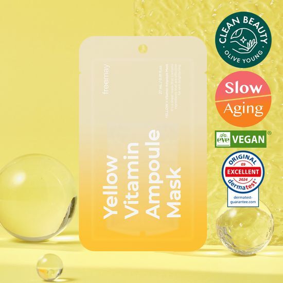 Prime A Yellow Vitamin Ampoule Mask - 1 Sheet, K-Beauty skincare mask for revitalizing and nourishing skin.
