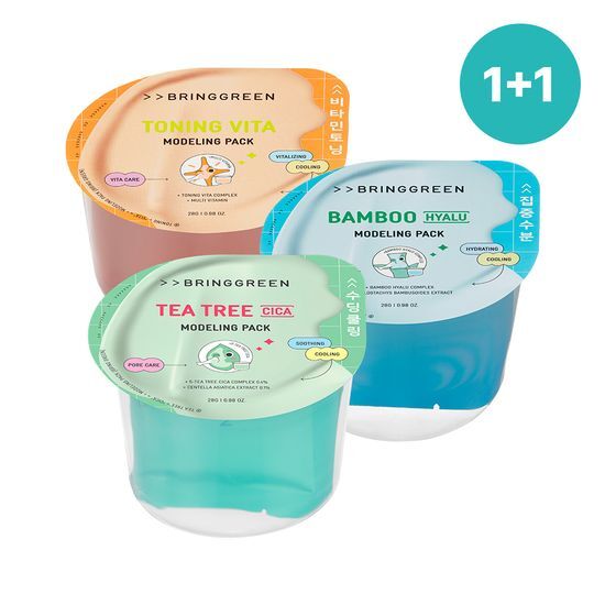 Alt text: Bring Green Modeling Pack 28g with Tea Tree extract - K-Beauty skincare mask for revitalizing skin.
