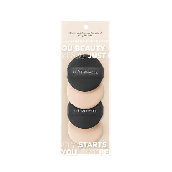 Set of 4 Jung Saem Mool Cushion Puffs for effortless makeup application, ideal for K-Beauty enthusiasts.