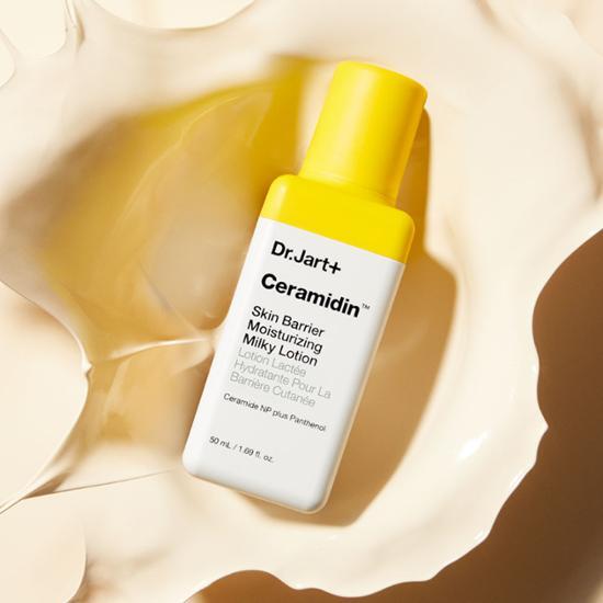 Dr. Jart+ Ceramidin Skin Barrier Moisturizing Milky Lotion 50ml bottle for skincare, ideal for enhancing skin moisture and barrier protection. K-Beauty product.