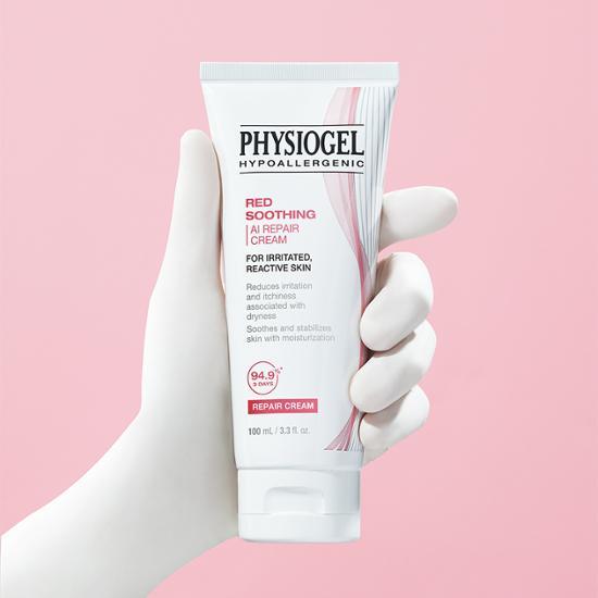Physiogel Red Soothing AI Repair Cream 100ml - Hydrating skincare moisturizer for sensitive skin, ideal for soothing and repairing.