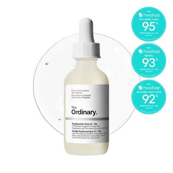 60ml bottle of The Ordinary Hyaluronic Acid 2% + B5 serum, a hydrating skincare product ideal for boosting moisture and enhancing skin texture.