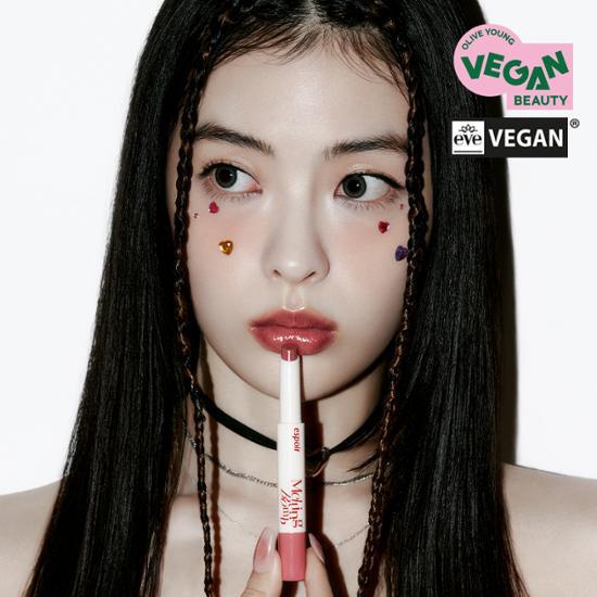 Alt text: Espoir Mega Melting Balm in 1.8g size, available in 5 vibrant colors, featuring the Hati Tati collection.