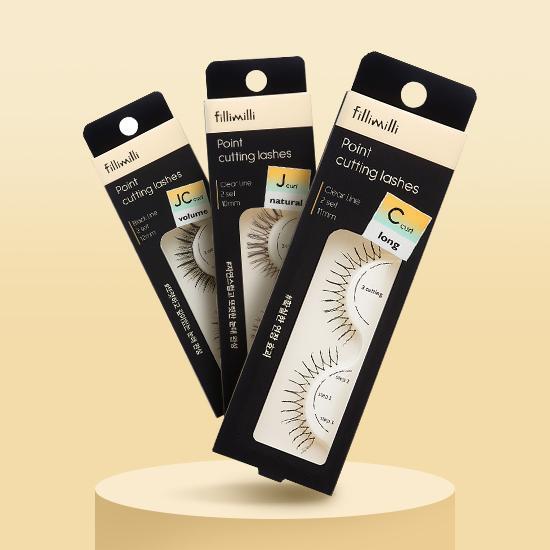 Alt text: Filimili Point Cutting Eyelashes 01 Super Long C Curl (11mm) - Premium beauty tool for enhancing eye makeup, perfect for K-Beauty enthusiasts.
