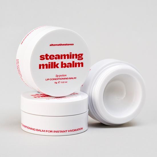 Alt text: Alternative Stereo Lip Potion Steaming Milk Balm - Nourishing lip balm for smooth, hydrated lips.