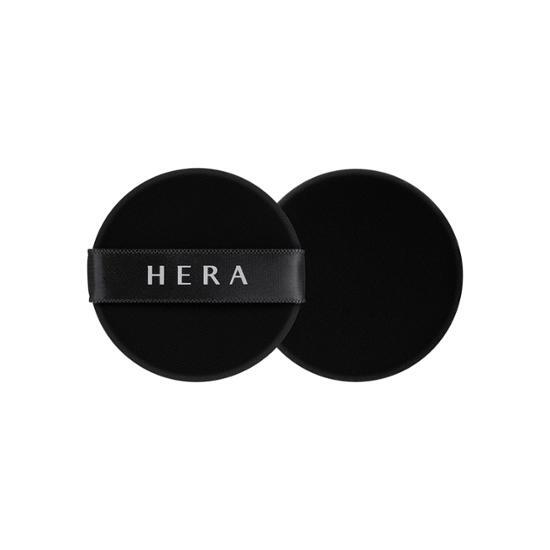 Set of Hera Black Cushion Foundation Puffs, featuring two types of makeup tools for flawless application in K-Beauty style.