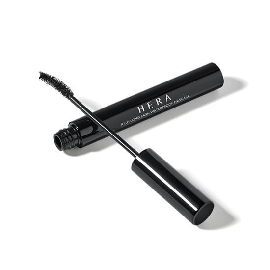 Product image of Hera Rich Long Lash Waterproof Mascara 6g, showcasing the sleek packaging and brush designed for voluminous, long-lasting lashes.