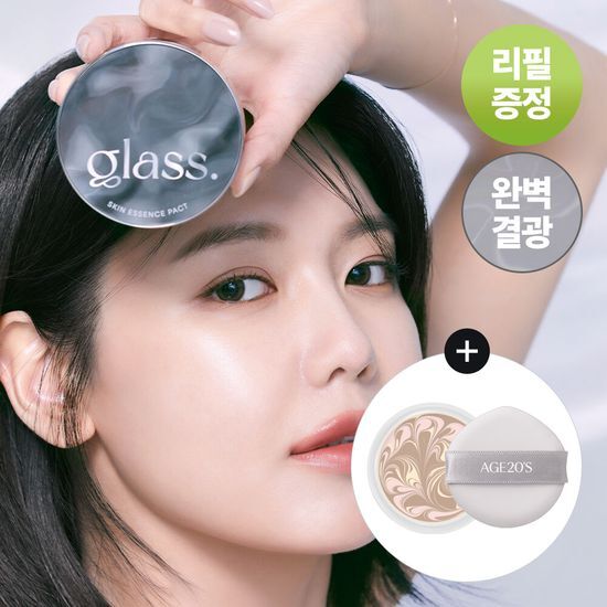 AGE20S Glass Skin Essence Pact Perfect with refill, size 23, featuring a sleek design and ideal for achieving a radiant, glass-like complexion.