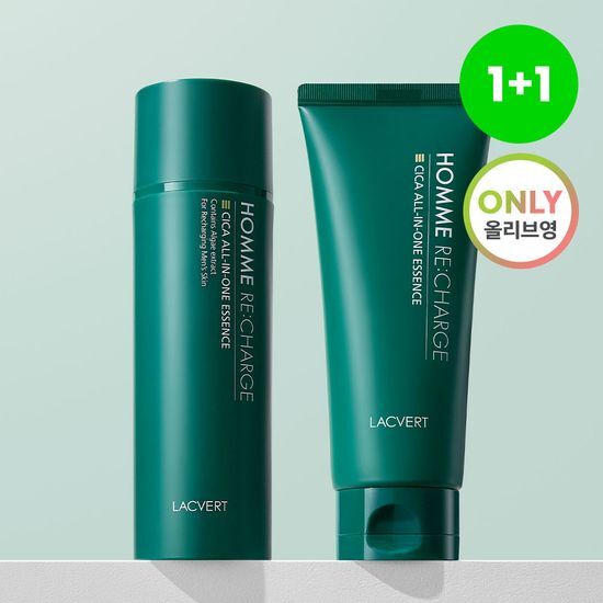 Set of Lacquer Homme Recharge Cica All-in-One Essence 150ml for skincare, featuring K-Beauty moisturizers.