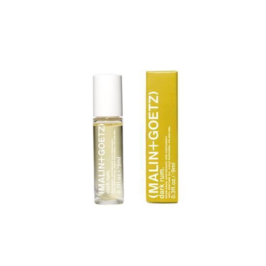 9ml MALIN+GOETZ Dark Rum Perfume Oil bottle showcasing a rich, luxurious fragrance in a sleek design, ideal for personal care and beauty enthusiasts.