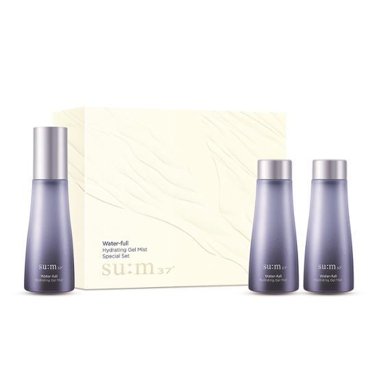 SU:M37 Waterful Hydrating Gel Mist 60ml Set with two 60ml refills, ideal for moisturization in K-Beauty skincare routines.