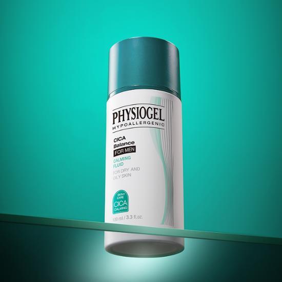 Physiogel Cica Balance For Men Calming Fluid 100ml - a soothing moisturizer for men's skincare, ideal for calming and hydrating sensitive skin.