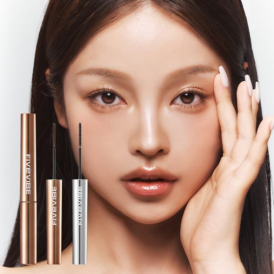 Five Vibe Extra Slim Curl Up Mascara in Brown - Enhances lashes with a sleek, curling formula for a bold look.