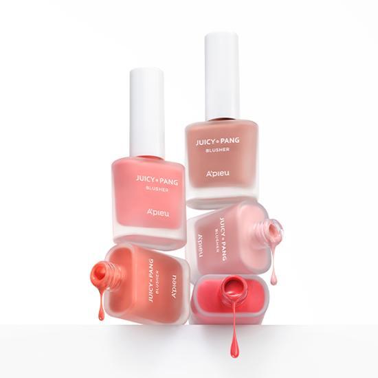 Alt text: A'pieu Juicy Pang Water Blusher in Dewy Grapefruit shade - vibrant liquid blush for a fresh, dewy finish.