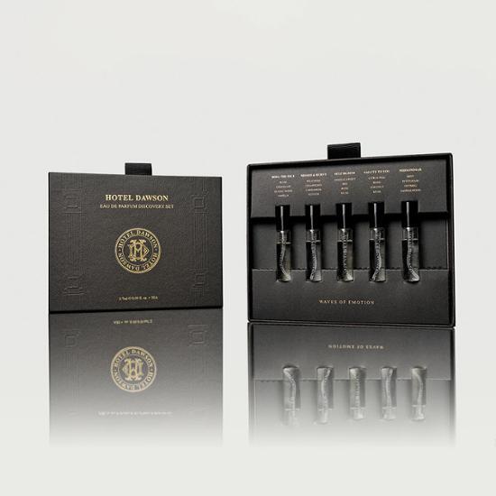 Hotel Dawson Perfume Eau de Parfum Discovery Set featuring 5 unique fragrance variants, ideal for K-Beauty enthusiasts.