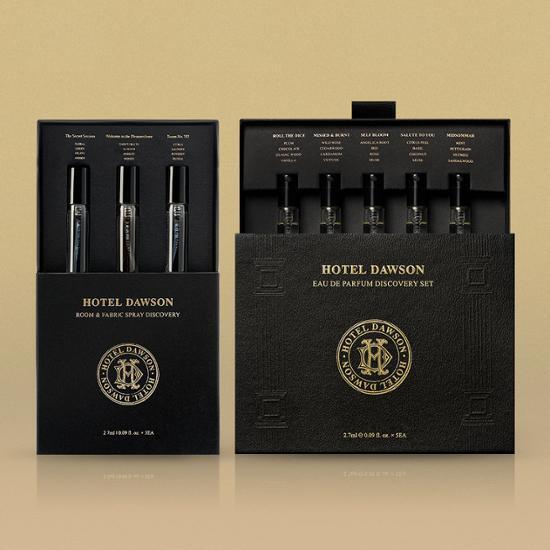 Hotel Dawson Room & Fabric Spray and Eau de Parfum Discovery Set featuring a luxurious fragrance collection for personal care.