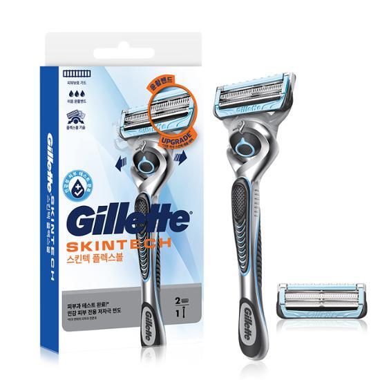 Gillette SkinTech Manual Razor with handle and two blades, designed for men's grooming and shaving needs in the beauty and personal care category.
