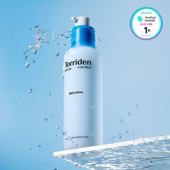 Alt text: Toriden Dive-In For Men Low Molecular Hyaluronic Acid Gel Lotion 200ml - Hydrating skincare moisturizer for men, ideal for K-Beauty routines.