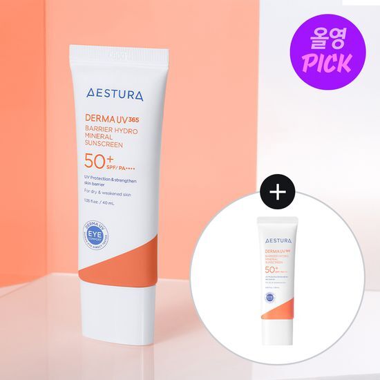Set of Astra Derma UV365 Barrier Moisture Mineral Sunscreen in 40ml and 20ml bottles, featuring K-Beauty skincare for effective sun protection.