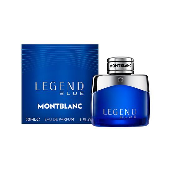 Montblanc Legend Blue Eau de Parfum 30ml bottle, showcasing a sleek design, perfect for fragrance enthusiasts.