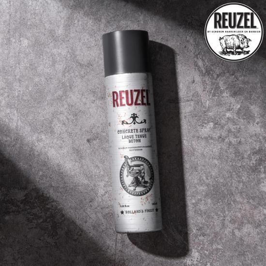 RioGel Concrete Spray 180ml for men's styling, featuring a sleek design and perfect for achieving a strong hold in hair grooming. Part of the Reuzel K-Beauty collection.