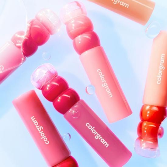 Colorgram Tanghulu Water Tint in Happy Peach - Set of 6 vibrant colors for a fresh, fruity lip look.