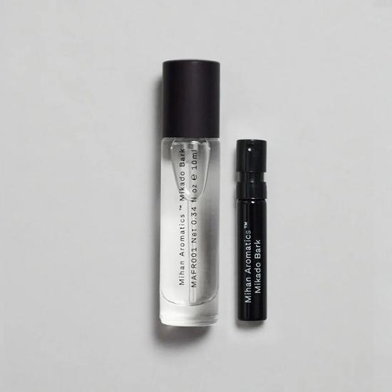 Special Edition Mihan Aromatics Perfume 10ml with Micado Bark and bonus 2ml vial, showcasing K-Beauty fragrance in elegant packaging.