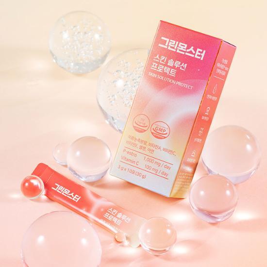 Green Monster Inner Beauty Skin Solution 10-Pack for a 10-Day Supply, featuring herbal ingredients for skin health.