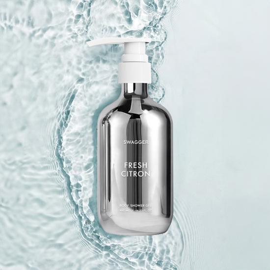 Swagger Fresh Citron Body Shower Gel 480ml for men, featuring a refreshing citrus scent, ideal for daily cleansing and invigorating the skin.