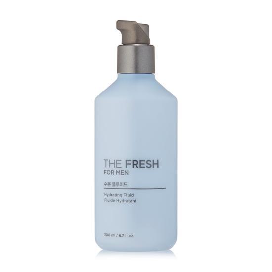 200ml hydrating fluid for men by The Face Shop, part of K-Beauty skincare line, designed to moisturize and refresh skin.