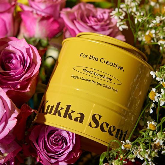 200g Kukka Sugar Candle with Flower Market scent, perfect for enhancing ambiance and fragrance in personal care.