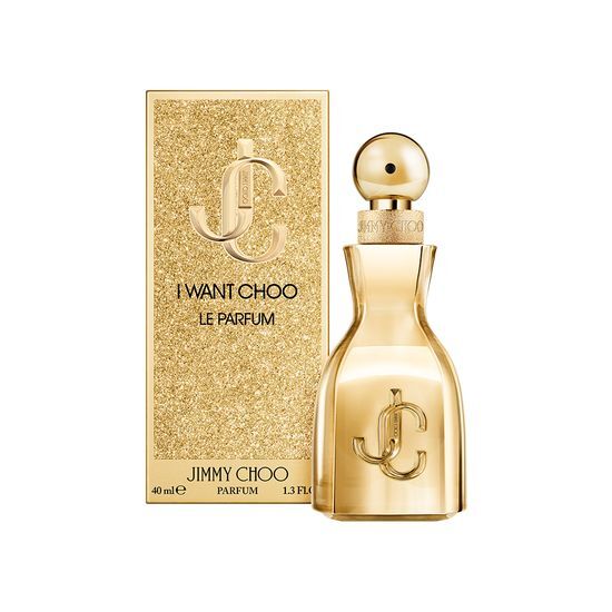 Alt text: Jimmy Choo I Want Choo Le Parfum fragrance bottles in 40ml and 60ml sizes, showcasing luxury and elegance in health and beauty.