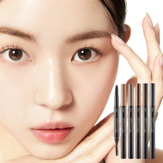 6-color eyebrow palette by The Face Shop in Black Brown, featuring refillable options for versatile eyebrow styling.