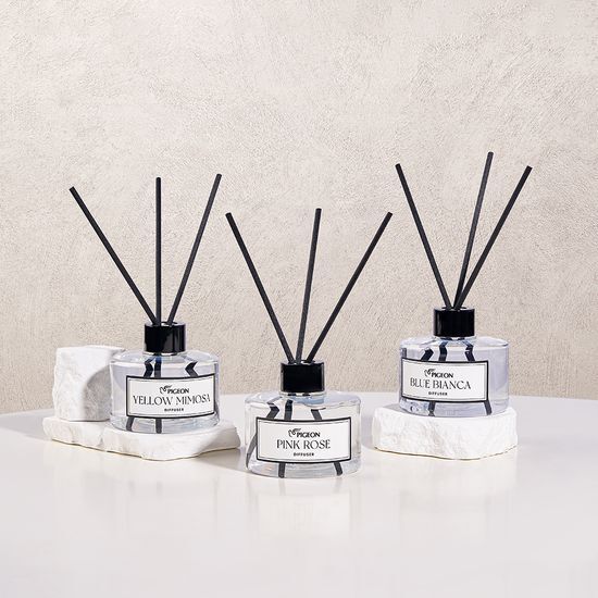 Set of 2 Pigeon Diffusers 200ml in Yellow Mimosa fragrance, showcasing K-Beauty inspired personal care.