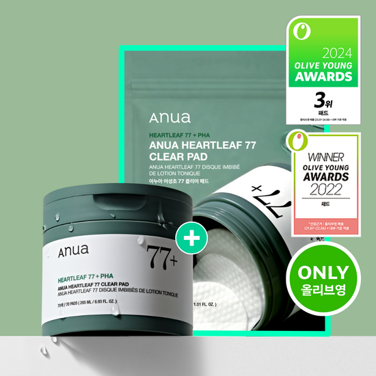 Anua Tea Tree 77 Clear Pad - 70 sheets with 10 bonus sheets included, ideal for skincare and K-Beauty routines.