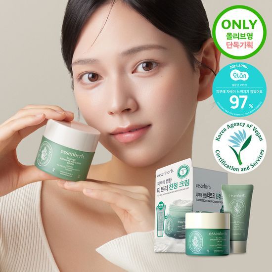Essenhive Tea Tree Soothing and Calming Cream 80ml with 30ml bonus, perfect for skincare and moisturization, featuring K-Beauty ingredients.
